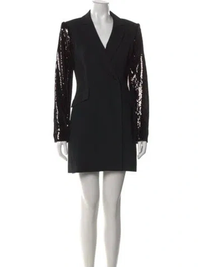 Pre-owned Cinq À Sept V-neck Mini Dress In Black