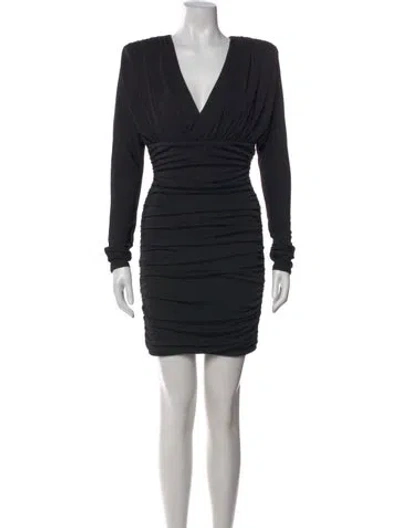 Pre-owned Cinq À Sept V-neck Mini Dress In Black