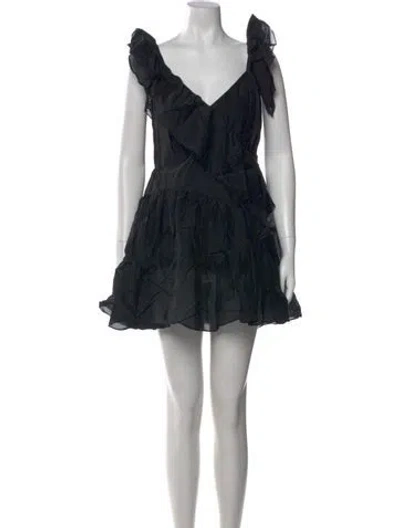 Pre-owned Cinq À Sept V-neck Mini Dress In Black