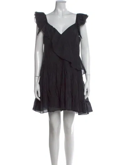 Pre-owned Cinq À Sept V-neck Mini Dress In Black