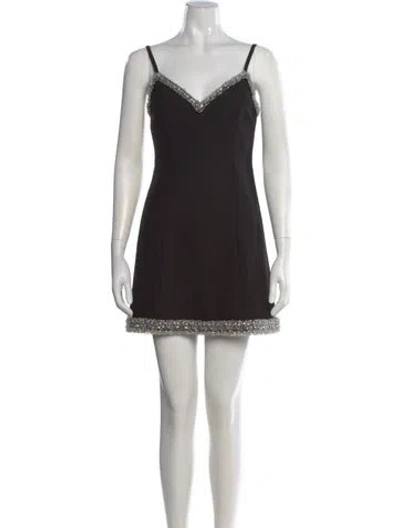 Pre-owned Cinq À Sept V-neck Mini Dress In Black