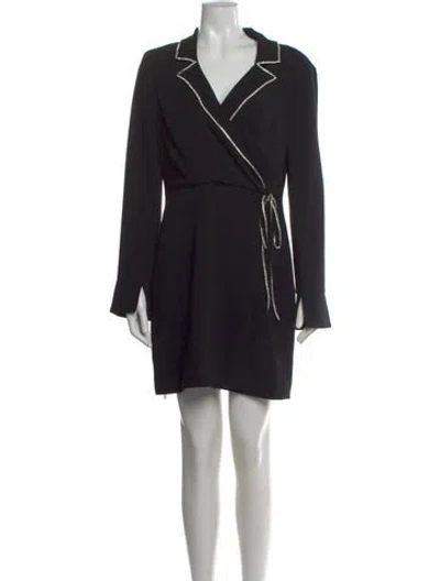 Pre-owned Cinq À Sept V-neck Mini Dress In Black
