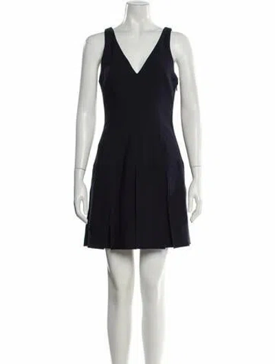 Pre-owned Cinq À Sept V-neck Mini Dress In Black