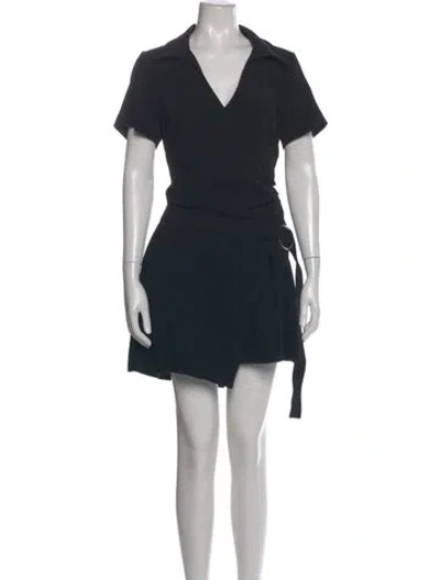 Pre-owned Cinq À Sept V-neck Mini Dress In Black