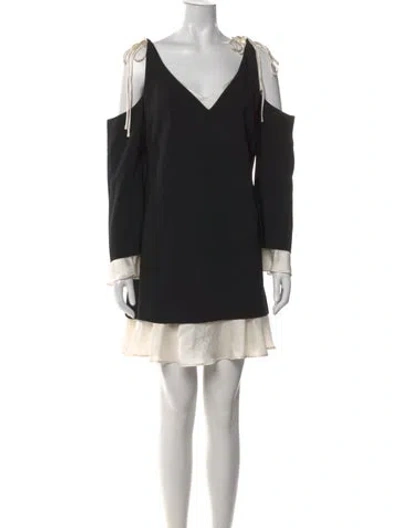 Pre-owned Cinq À Sept V-neck Mini Dress In Black