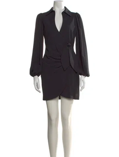 Pre-owned Cinq À Sept V-neck Mini Dress In Black