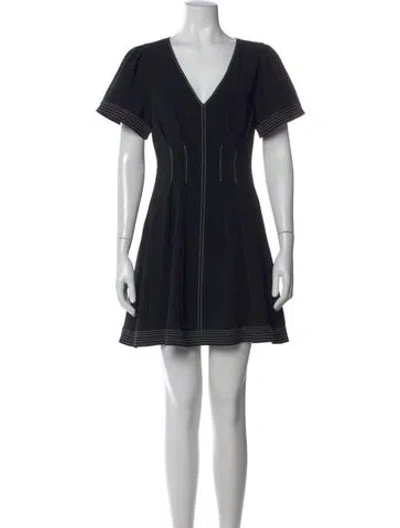 Pre-owned Cinq À Sept V-neck Mini Dress In Black