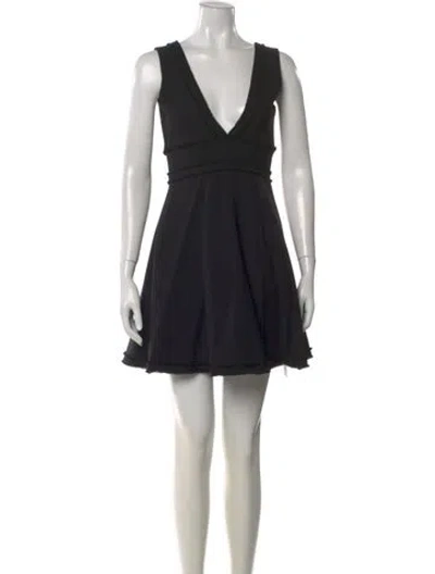 Pre-owned Cinq À Sept V-neck Mini Dress In Black