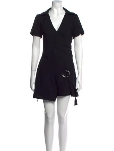 Pre-owned Cinq À Sept V-neck Mini Dress In Black