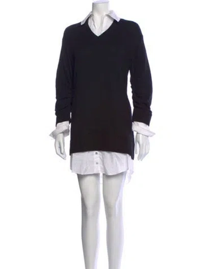 Pre-owned Cinq À Sept V-neck Mini Dress In Black