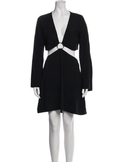Pre-owned Cinq À Sept V-neck Mini Dress In Black