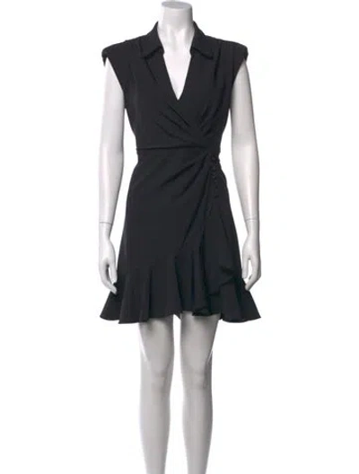Pre-owned Cinq À Sept V-neck Mini Dress In Black