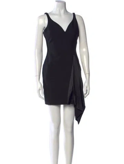 Pre-owned Cinq À Sept V-neck Mini Dress In Black