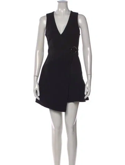 Pre-owned Cinq À Sept V-neck Mini Dress In Black