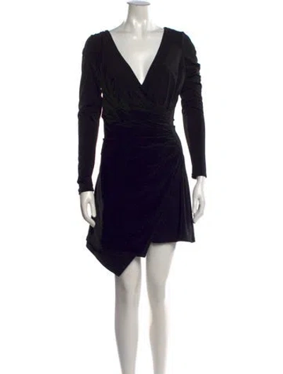 Pre-owned Cinq À Sept V-neck Mini Dress In Black