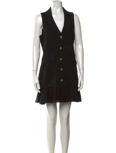 Pre-owned Cinq À Sept V-neck Mini Dress In Black