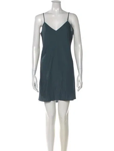 Pre-owned Cinq À Sept V-neck Mini Dress In Blue