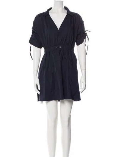 Pre-owned Cinq À Sept V-neck Mini Dress In Blue
