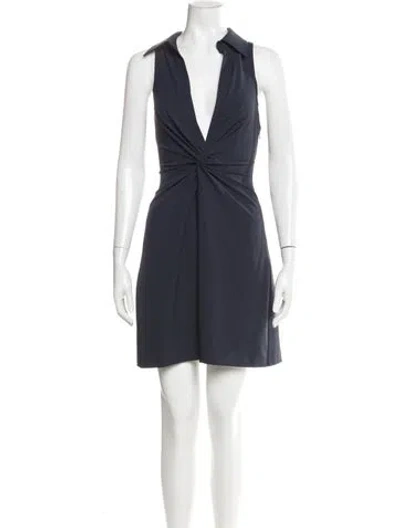 Pre-owned Cinq À Sept V-neck Mini Dress In Blue