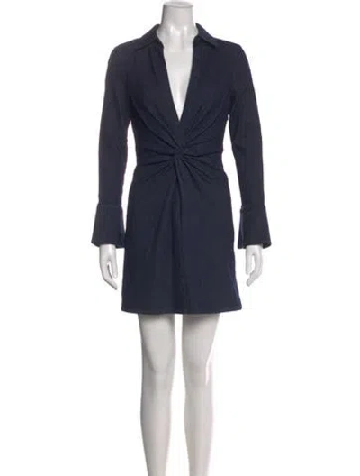 Pre-owned Cinq À Sept V-neck Mini Dress In Blue