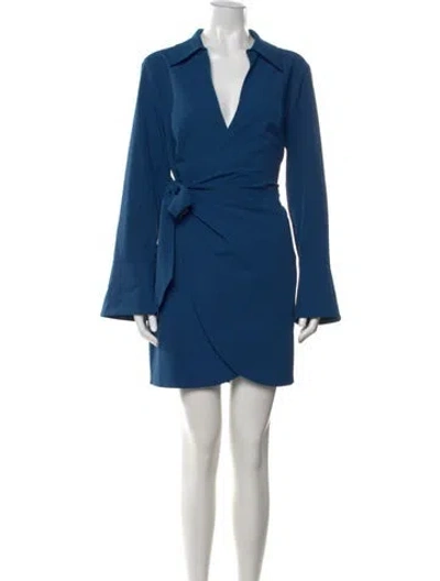 Pre-owned Cinq À Sept V-neck Mini Dress In Blue