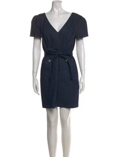 Pre-owned Cinq À Sept V-neck Mini Dress In Blue