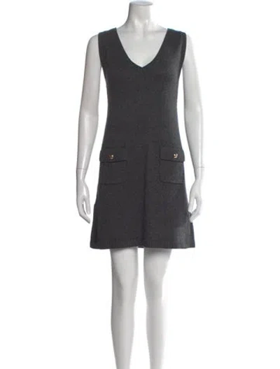 Pre-owned Cinq À Sept V-neck Mini Dress In Blue