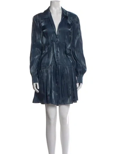 Pre-owned Cinq À Sept V-neck Mini Dress In Blue
