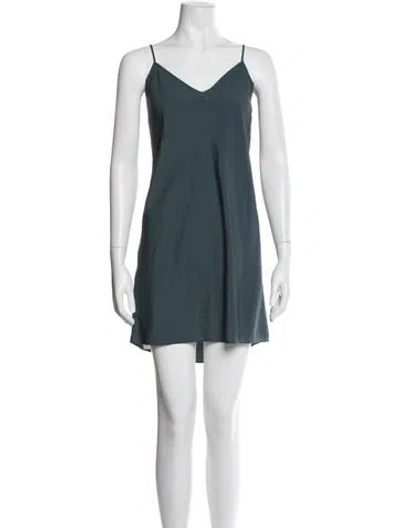 Pre-owned Cinq À Sept V-neck Mini Dress In Blue