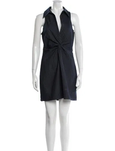 Pre-owned Cinq À Sept V-neck Mini Dress In Blue