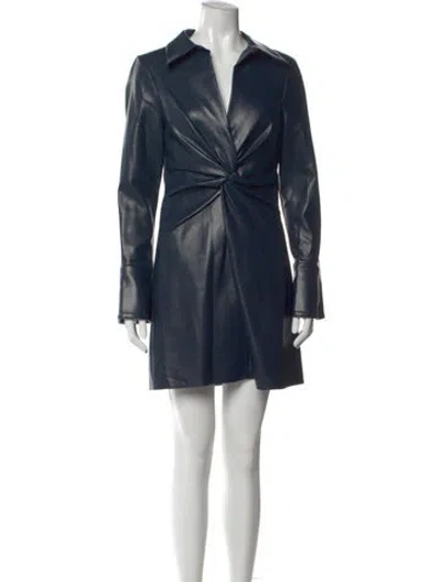 Pre-owned Cinq À Sept V-neck Mini Dress In Blue