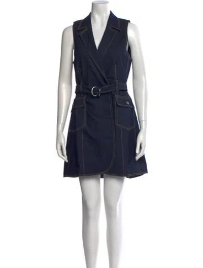Pre-owned Cinq À Sept V-neck Mini Dress In Blue