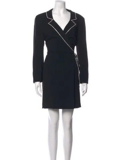 Pre-owned Cinq À Sept V-neck Mini Dress In Blue