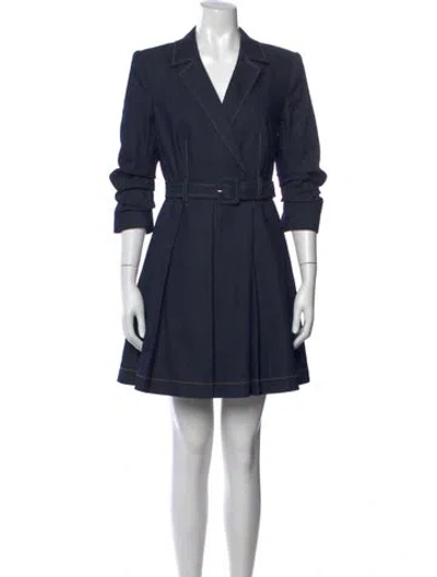 Pre-owned Cinq À Sept V-neck Mini Dress In Blue