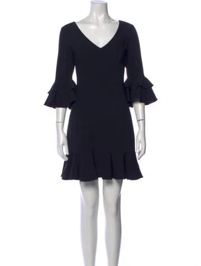 Pre-owned Cinq À Sept V-neck Mini Dress In Blue