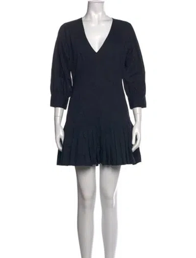 Pre-owned Cinq À Sept V-neck Mini Dress In Blue