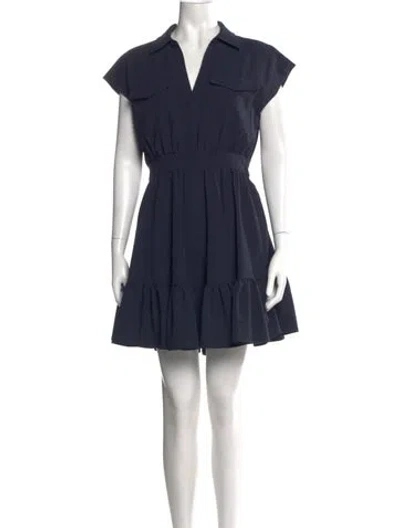 Pre-owned Cinq À Sept V-neck Mini Dress In Blue