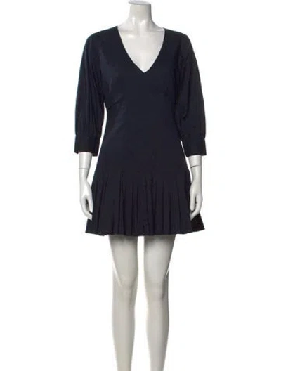 Pre-owned Cinq À Sept V-neck Mini Dress In Blue
