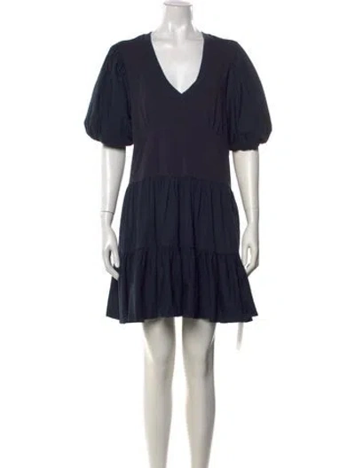 Pre-owned Cinq À Sept V-neck Mini Dress In Blue