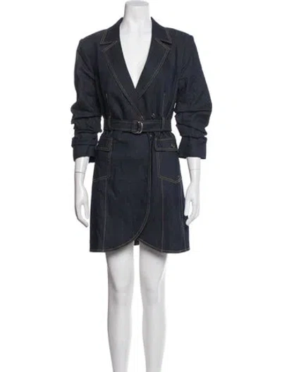 Pre-owned Cinq À Sept V-neck Mini Dress In Blue