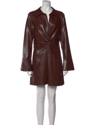 Pre-owned Cinq À Sept V-neck Mini Dress In Brown