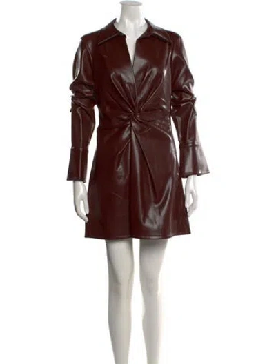 Pre-owned Cinq À Sept V-neck Mini Dress In Brown