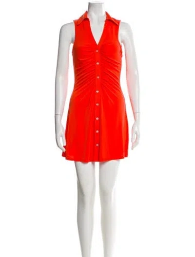 Pre-owned Cinq À Sept V-neck Mini Dress In Orange