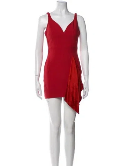 Pre-owned Cinq À Sept V-neck Mini Dress In Red