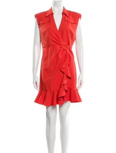 Pre-owned Cinq À Sept V-neck Mini Dress In Red