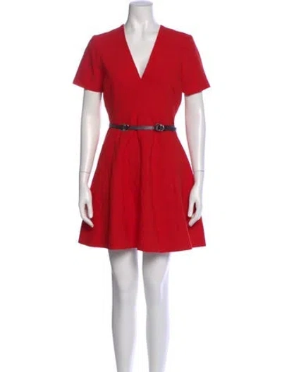 Pre-owned Cinq À Sept V-neck Mini Dress In Red