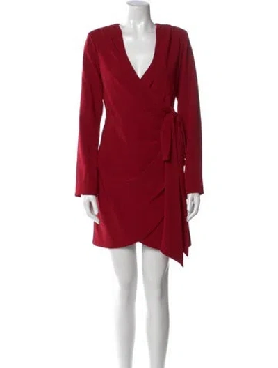 Pre-owned Cinq À Sept V-neck Mini Dress In Red