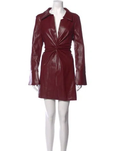 Pre-owned Cinq À Sept V-neck Mini Dress In Red