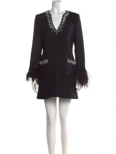 Pre-owned Cinq À Sept V-neck Mini Dress W/ Tags In Black