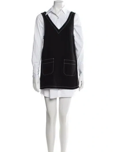 Pre-owned Cinq À Sept V-neck Mini Dress W/ Tags In Black